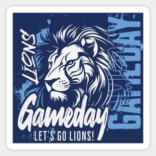 Vintage Lions Gameday // High School Lions School Spirit Blue Magnet